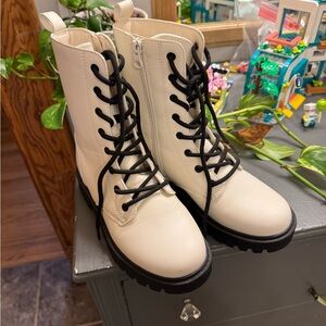 Art Class Cream and Black Combat Boots
